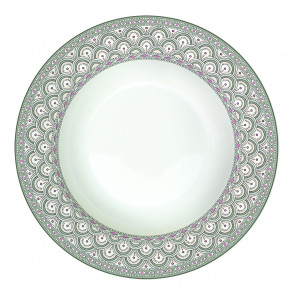 R0942-KAGR Porcelánový jídelní talíř Kalamkari Sage zelený