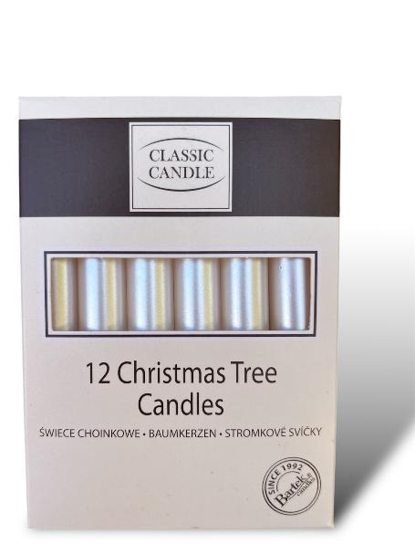 Svíčky na stromek metalické capuccino 12 ks set