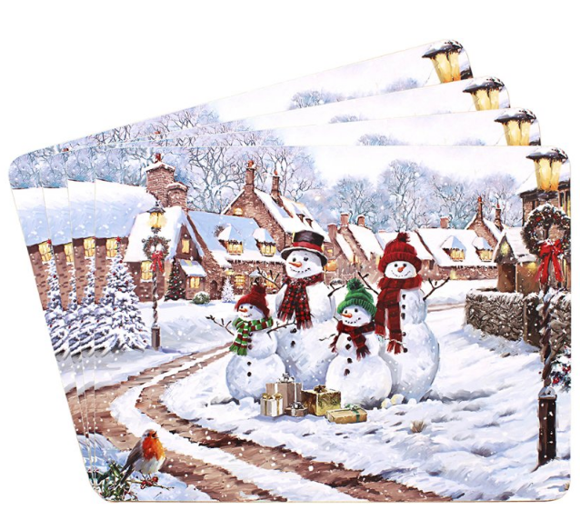 Snowmen korkové prostírání malé 4 ks set
