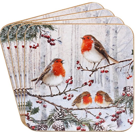 LP55003 korkové prostírání střední Vánoční krajina s ptáčky