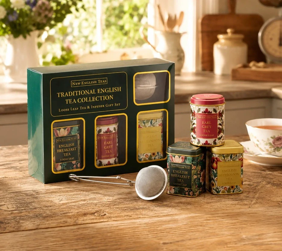 Dárková sada mini plechovky černých čajů a nálevníku - Arts & Crafts 70 g