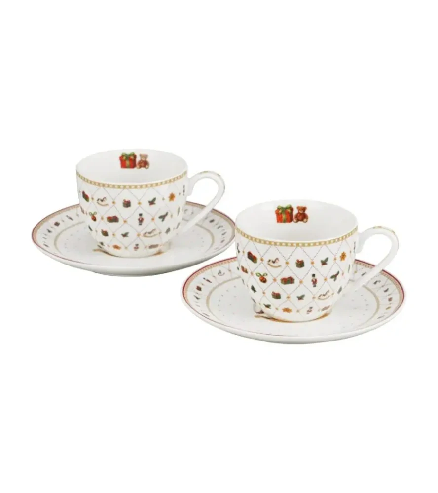 Sada dvou šálků a podšálků na espresso Ornament Joy