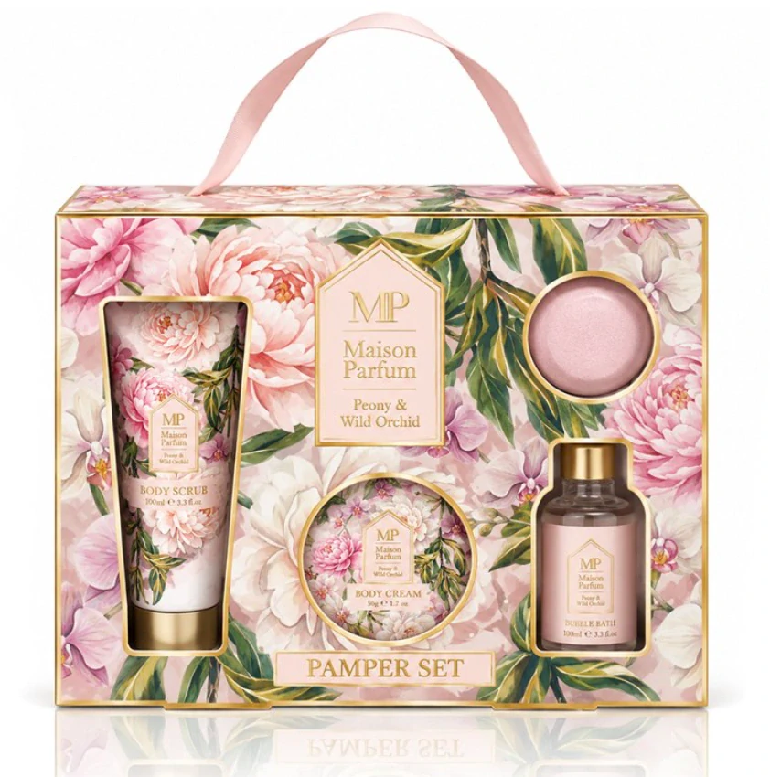 Maison Parfum Pivoňka & Divoká Orchidej – Luxusní dárková kosmetická sada na tělo
