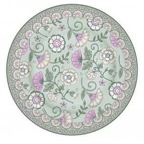R0942-KAGR Porcelánový jídelní talíř Kalamkari Sage zelený