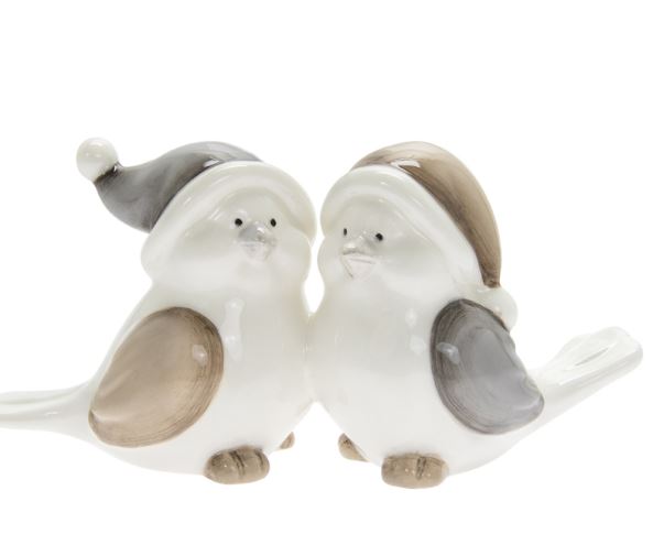 LP51883 Porcelánové duo ptáci červenobílé