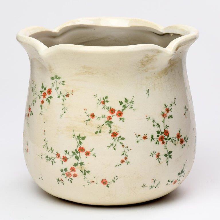 208791 keramický obal s uchy / květy