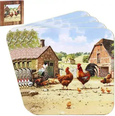 LP95943 Hrnky 2 ks set slepice na dvorku