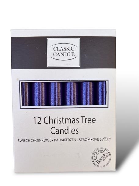 Svíčky na stromek metalické stříbrné 12 ks set