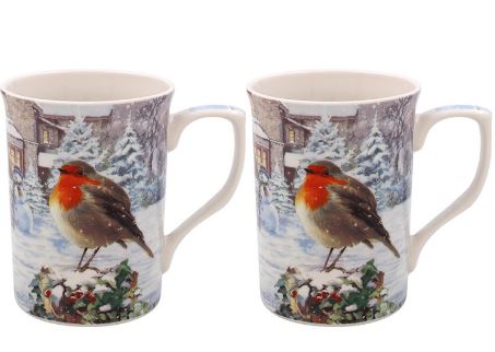 LP53724 Sada 4 hrnků  CHRISTMAS ROBINS