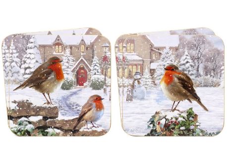 LP53730 korkové prostírání  střední 4 ks  CHRISTMAS ROBINS