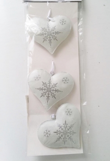 Srdce plech bílá s vločkou