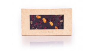 T502 Hořká čokoláda /pistácie, mandle, karamel, brusinky