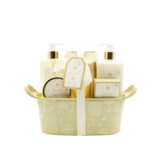 BNS61176 kosmetický set  VANILKA a MACADAMIA v kovovém koši