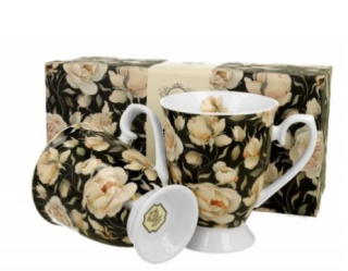 868 set 2 hrnky ENGLISH ROSES BLACK