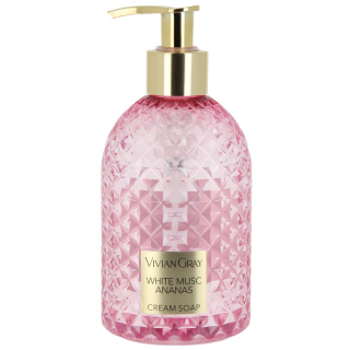3530 Luxusní krémové mýdlo Bílé pižmo a Ananas a Patchouli. 300ml.  GEMSTONE PINK.