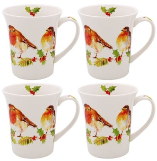 LP53826 hrnky 4 kusy WINTER ROBIN