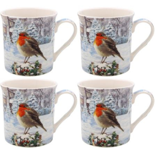 LP53724 Sada 4 hrnků  CHRISTMAS ROBINS