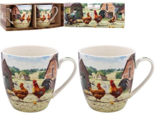 LP95943 Hrnky 2 ks set slepice na dvorku