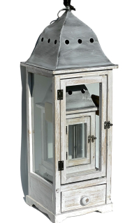 206159 Lucerna bílo šedá 25 x 25 x 78,5 cm - VELKÁ