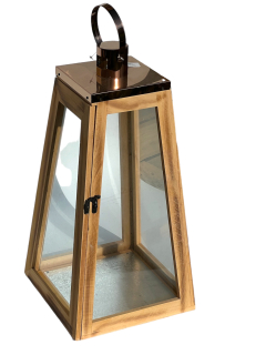 4100098/L LUCERNA hnědá - kov / dřevo 25 x 25 x 50 cm - VELKÁ