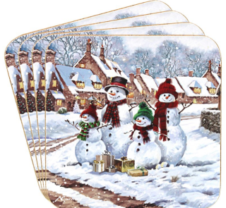 LP54342 Snowmen korkové prostírání malé 4 ks set