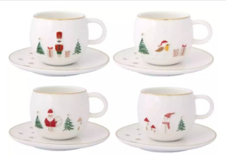 R1336-lsno šálek a podšálek sada 4 ks  Let It Snow