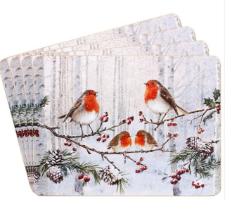 LP55003 korkové prostírání střední Vánoční krajina s ptáčky