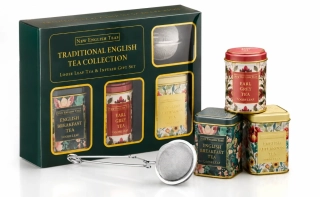 Dárková sada mini plechovky černých čajů a nálevníku - Arts & Crafts 70 g