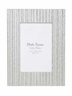 Skleněný fotorámeček se stříbrnými proužky 10 × 15 cm