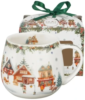 Porcelánový hrnek v dárkové krabičce s mašlí Christmas Village