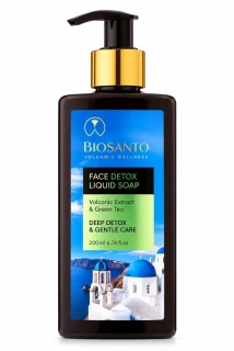 BIOSANTO Detoxikační čisticí gel na obličej s vulkanickým extraktem a zeleným čajem 200 ml